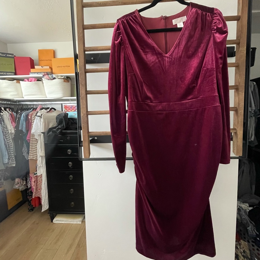 Rachel Parcell burgundy stretch velour dress XL
